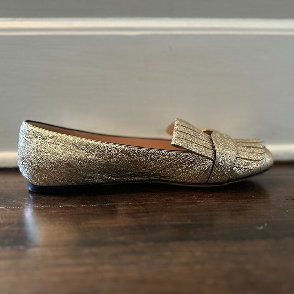 GUCCI Marmont Crackle Leather Gold Tassel GG Loafer 37 (sz. 7) - Picture 11 of 16